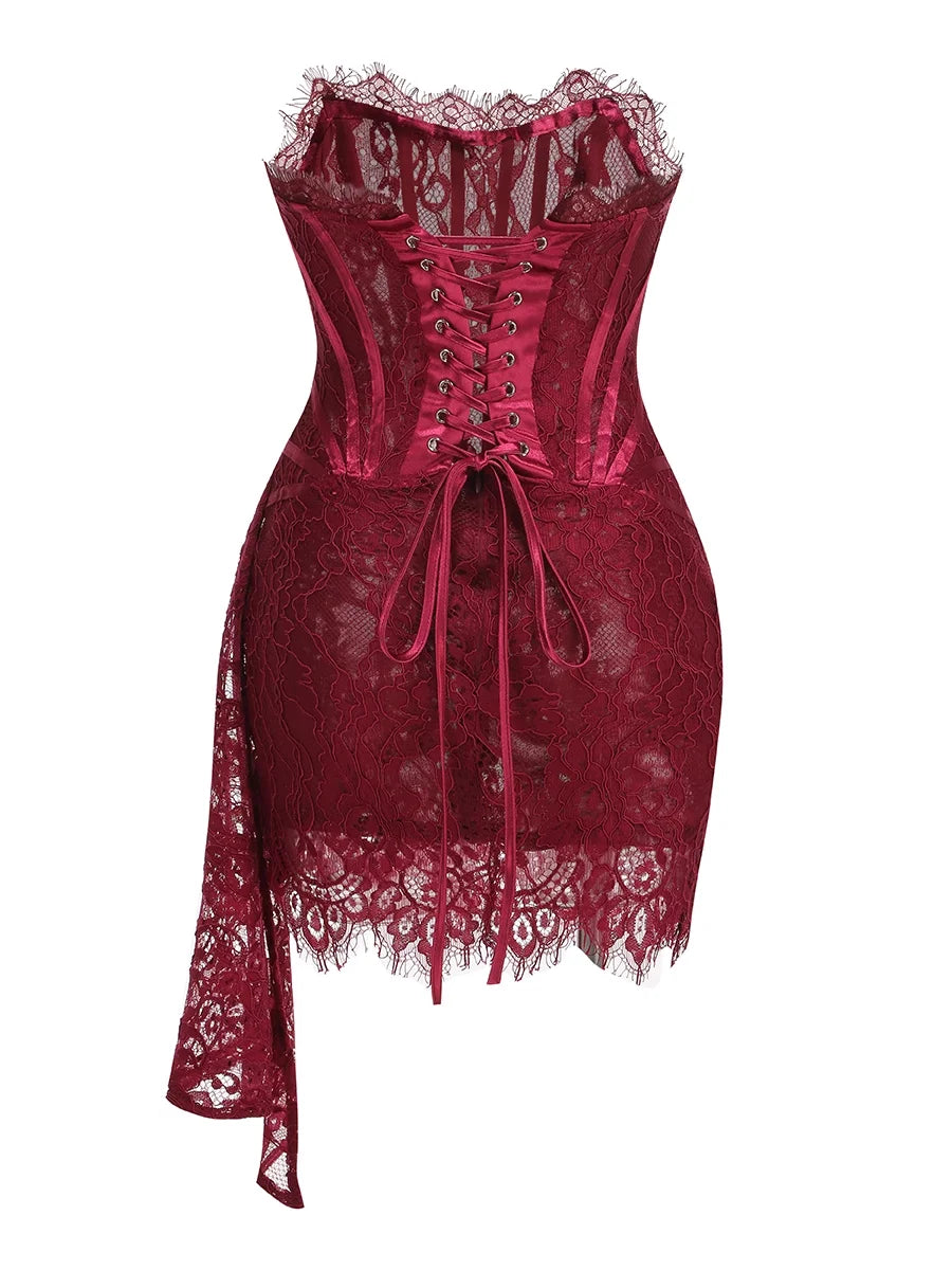 Robe de Soirée Dentelle Bustier Slim – Élégance & Sophistication