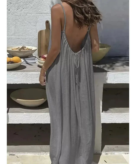 Robe Maxi Ample Sans Bretelles Dos Nu – Confort & Style