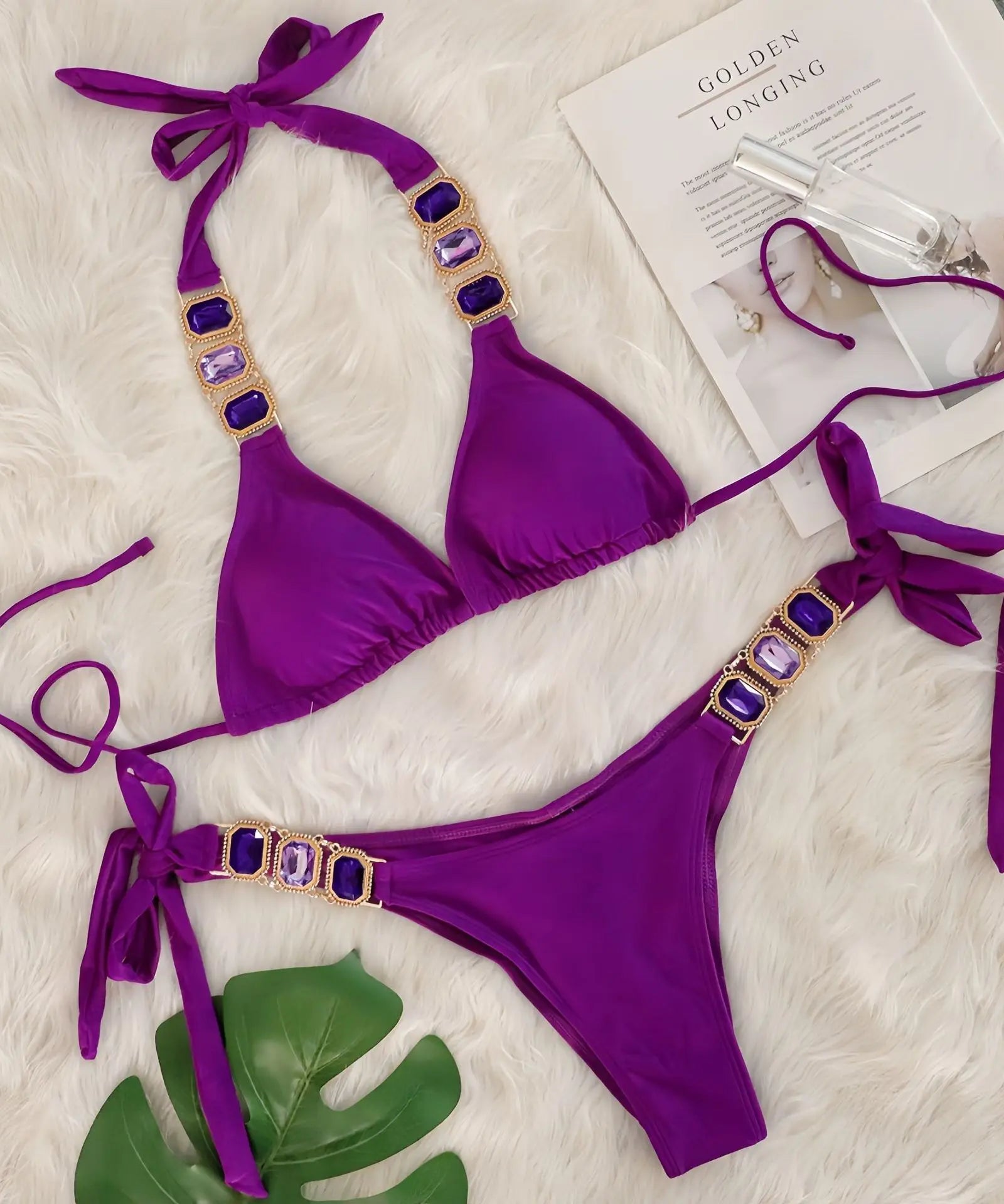 Bikini 2 Pieces Push Up avec Strass - Maillot de Bain Femme