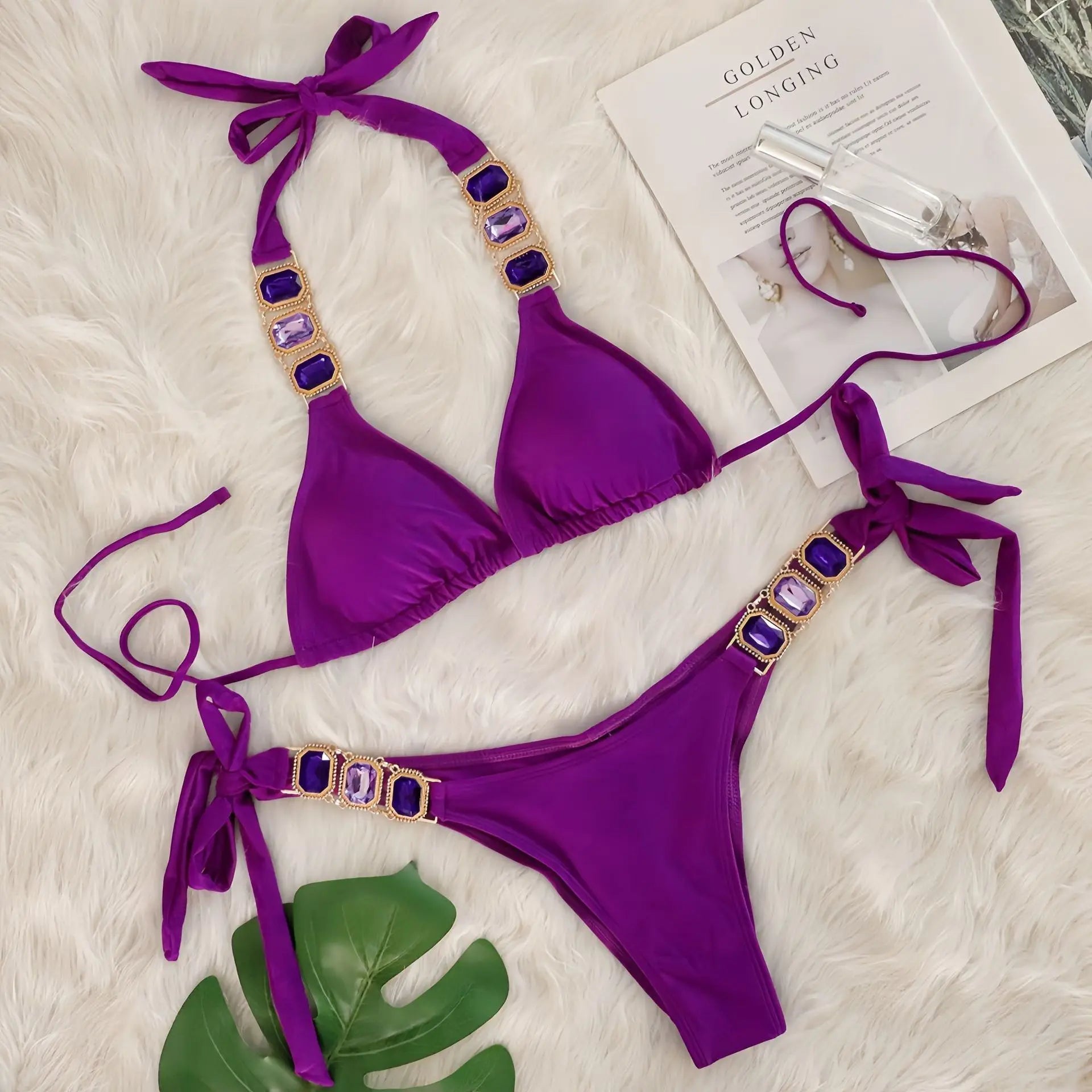 Bikini 2 Pieces Push Up avec Strass - Maillot de Bain Femme