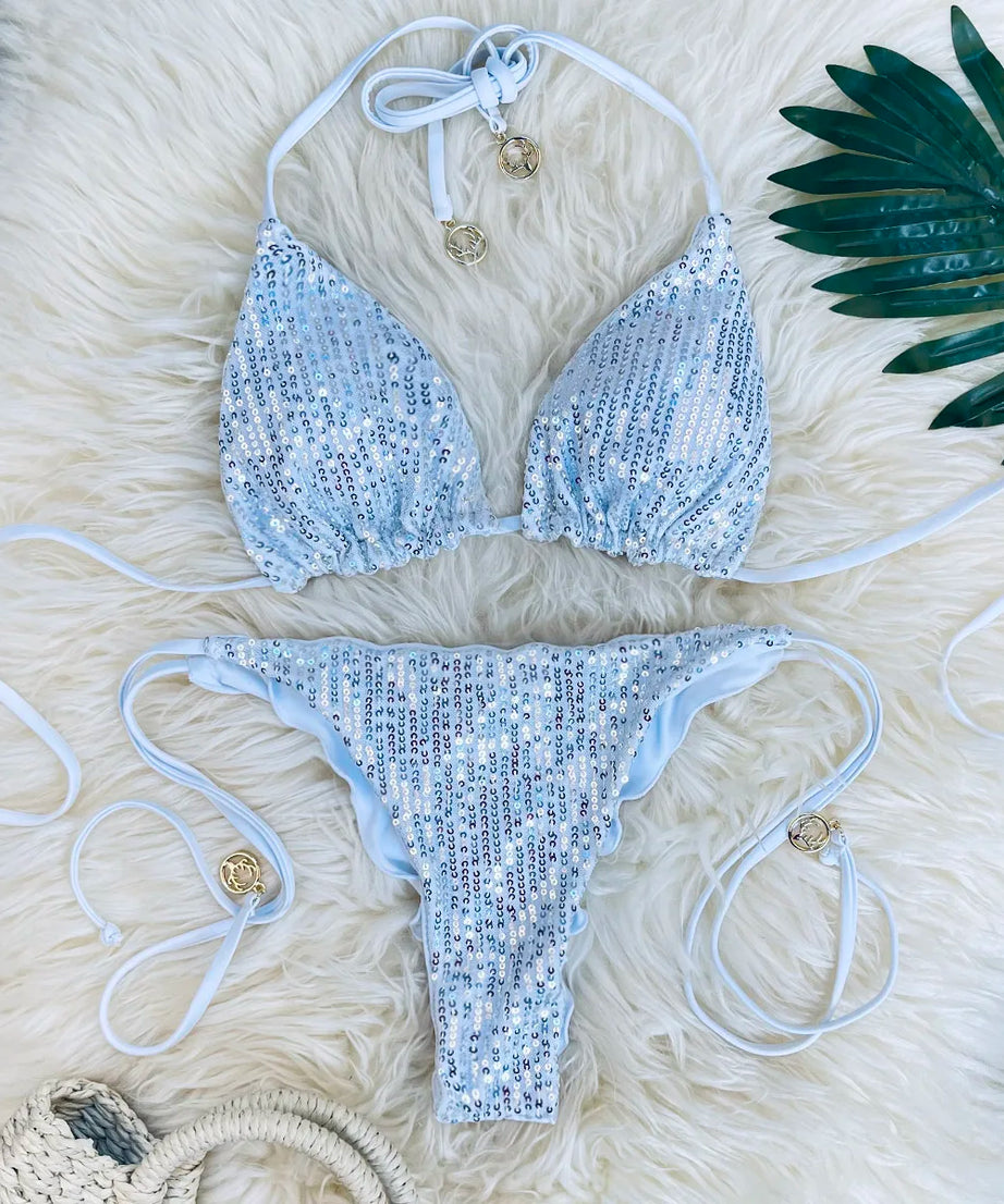 Bikini Pailleté 2 Pièces Étincelant – Maillot de Bain Festif