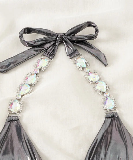 Bikini Strass Push Up Taille Basse 2 Pièces – Été 2026