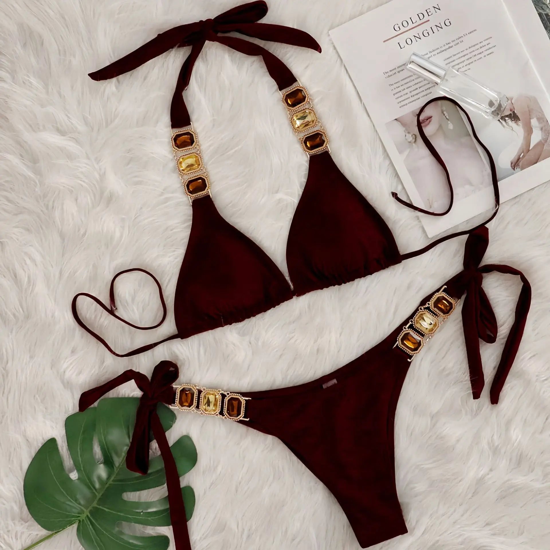 Bikini 2 Pieces Push Up avec Strass - Maillot de Bain Femme