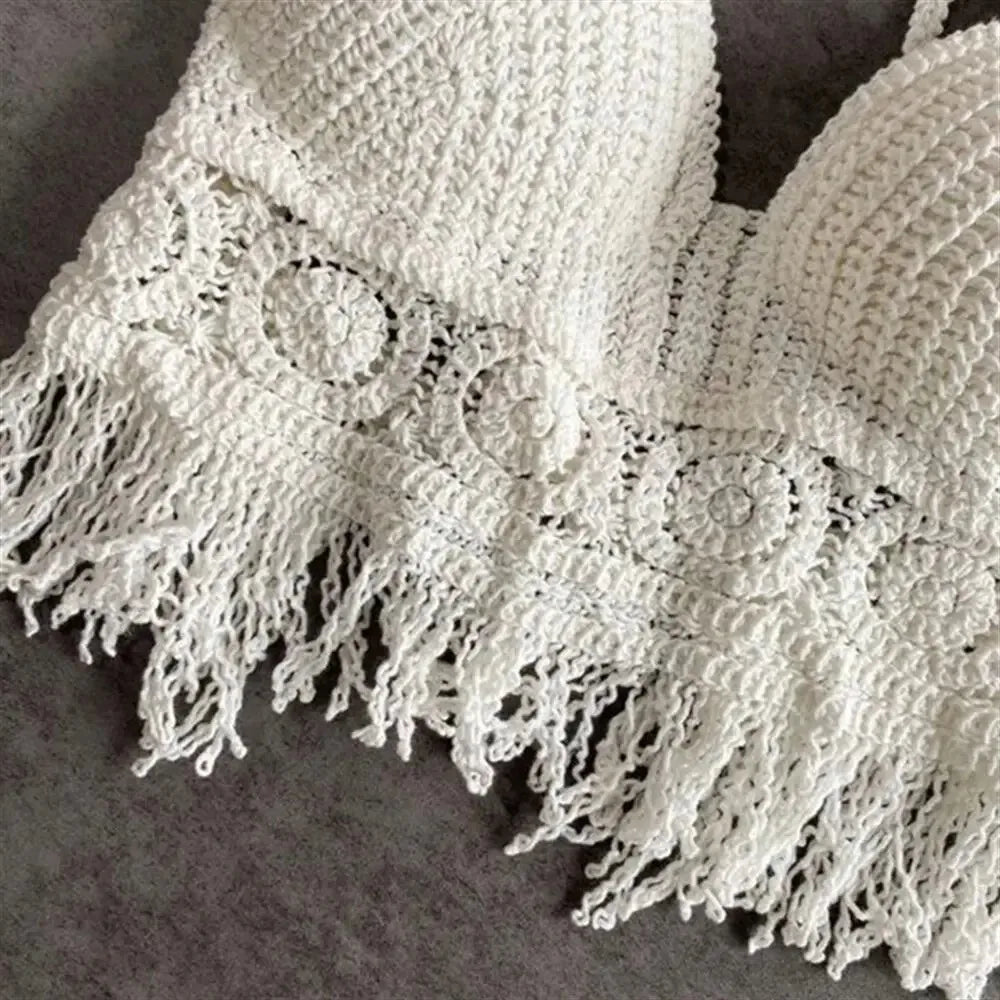 Top Halter Boho Franges Broderies Dos Nu – Été & Festival