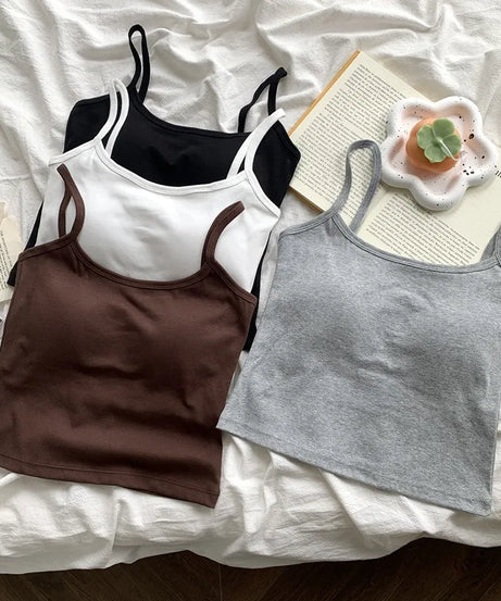 Camisole Bretelles Fines avec Coussinets Intégrés