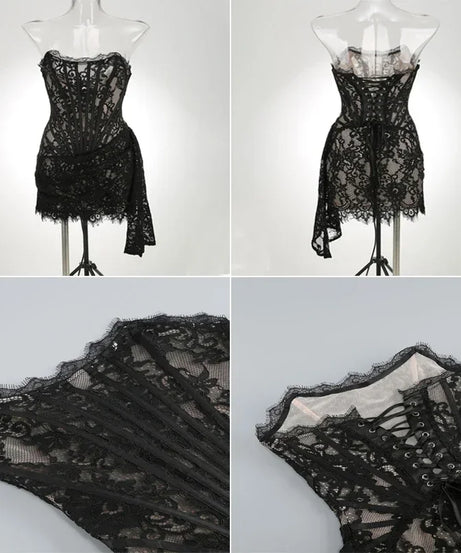 Robe de Soirée Dentelle Bustier Slim – Élégance & Sophistication