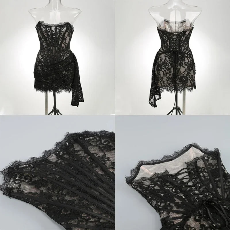 Robe de Soirée Dentelle Bustier Slim – Élégance & Sophistication