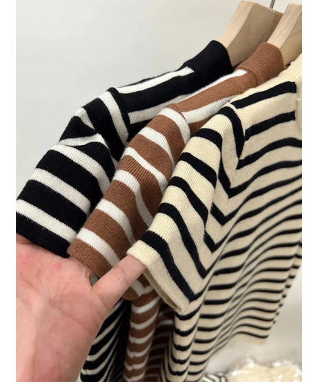 Pull Col Rouleau Rayé Manches Courtes Slim – Demi-Saison