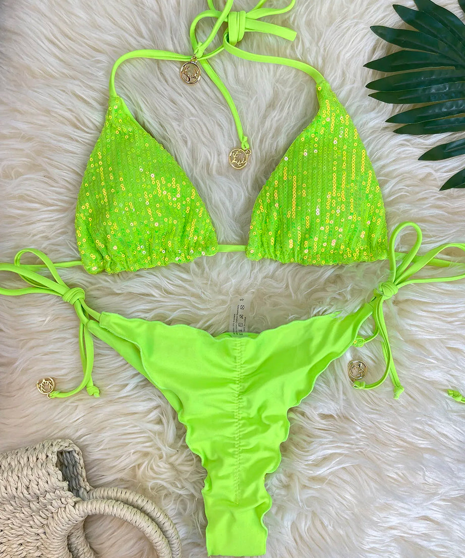 Bikini Pailleté 2 Pièces Étincelant – Maillot de Bain Festif