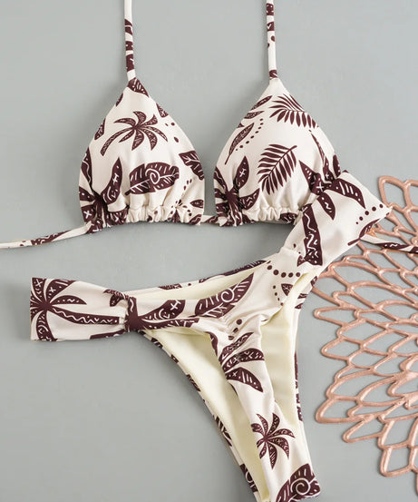 Micro Bikini Brésilien Imprimé 2 Pièces – Col Triangle
