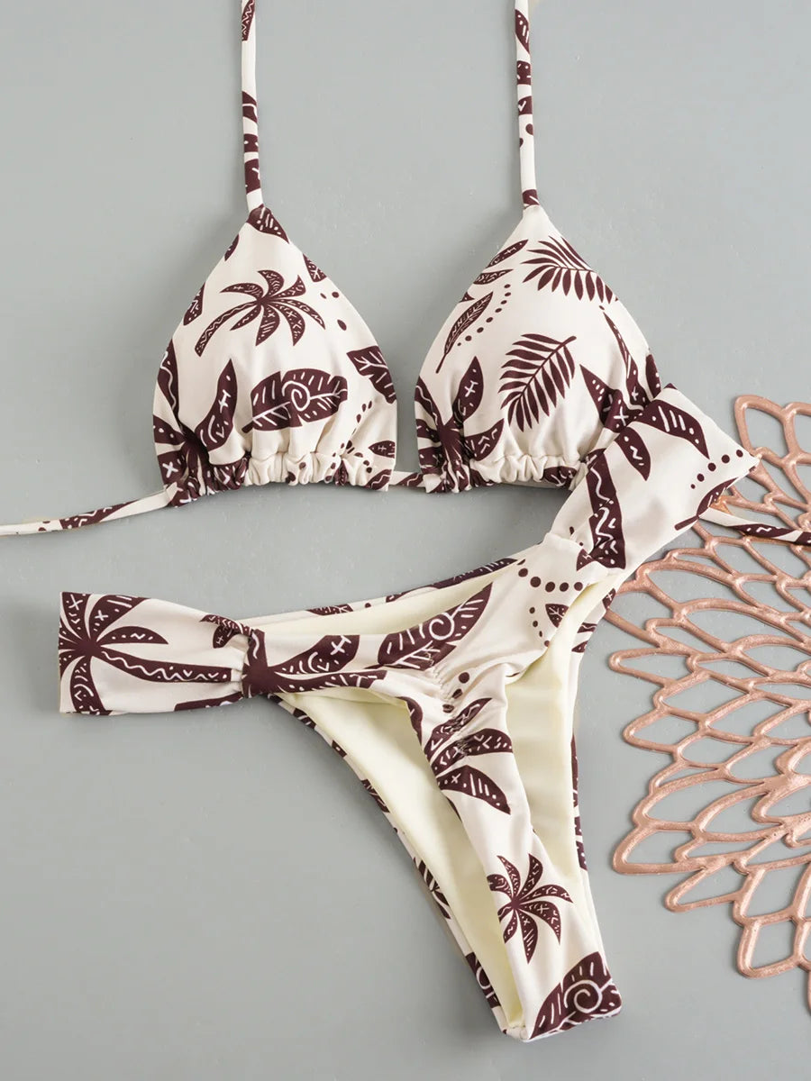 Micro Bikini Brésilien Imprimé 2 Pièces – Col Triangle