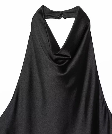Top Halter Satin Dos Nu – Camisole Élégante Été Femme