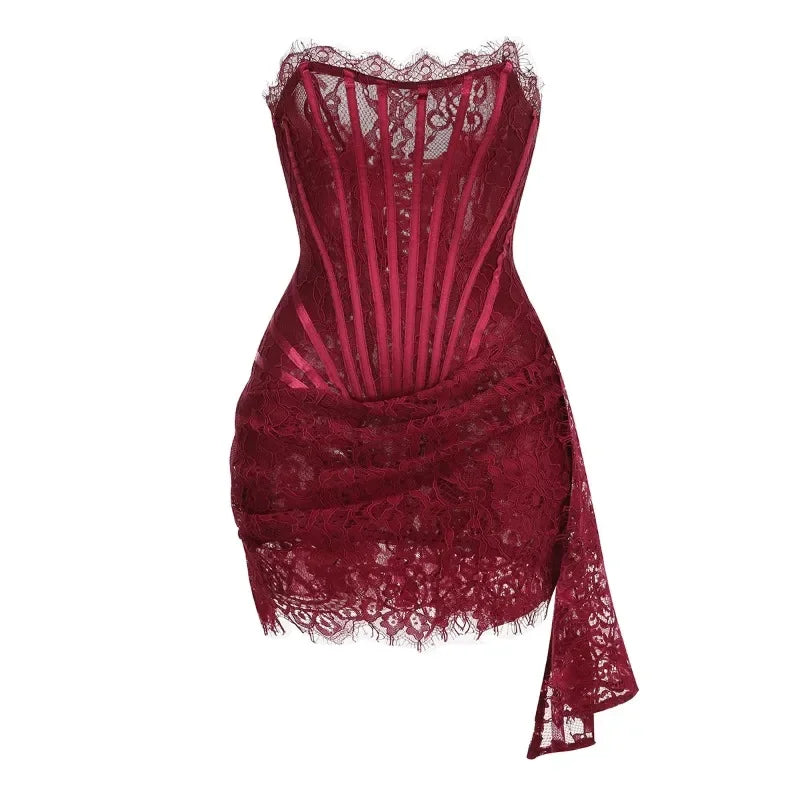 Robe de Soirée Dentelle Bustier Slim – Élégance & Sophistication