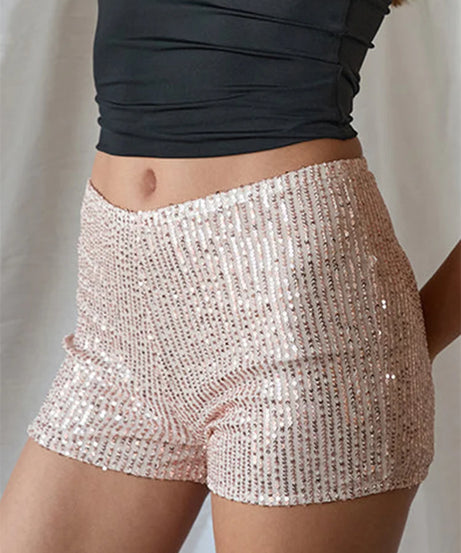 Short Pailleté Taille Basse Élastique – Streetwear & Soirée