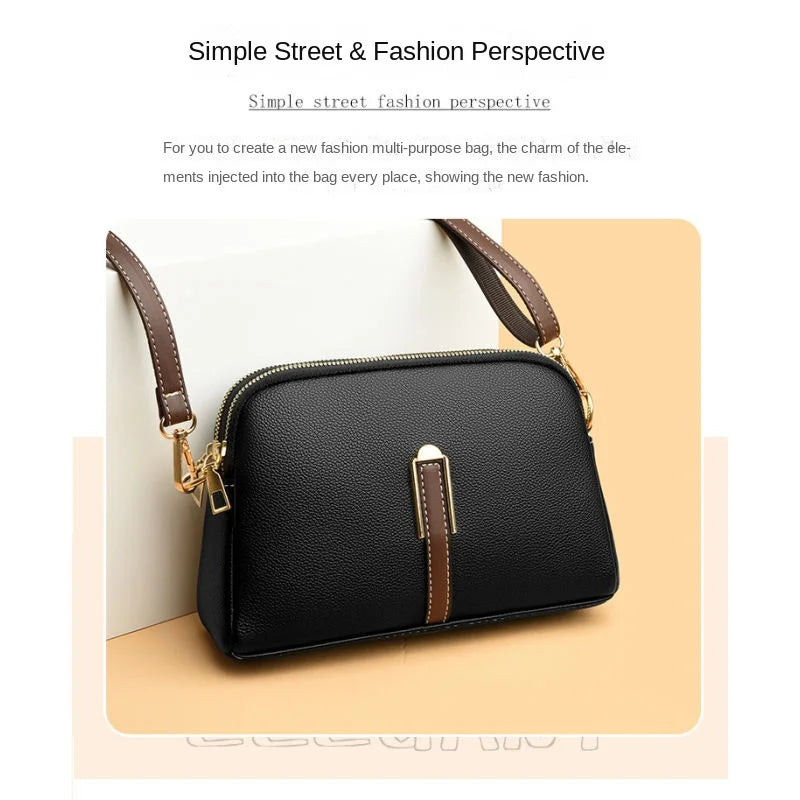Sac Bandoulière Cuir Véritable Rabat Coque – Compact & Chic