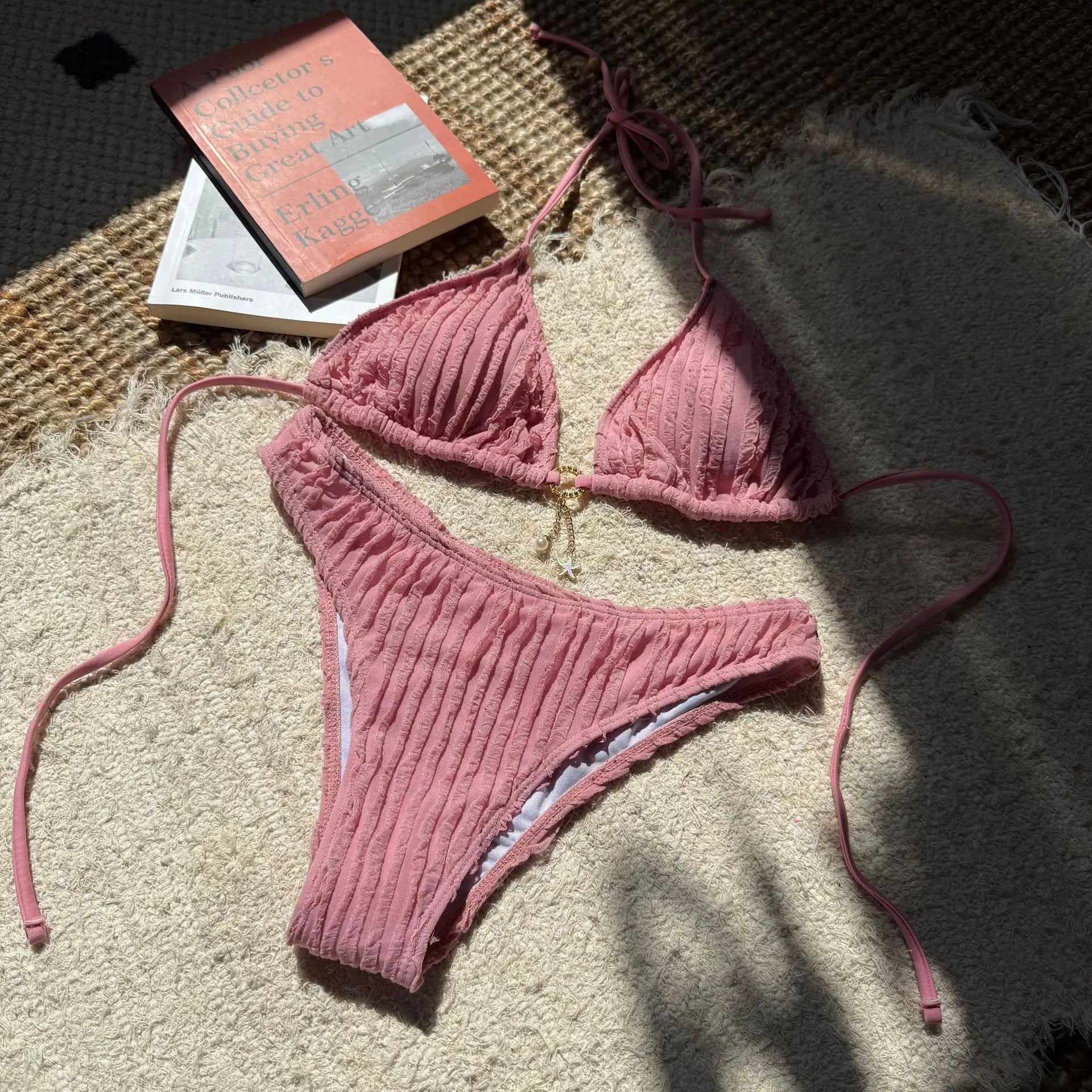 Bikini Halter Froncé Volants 2 Pièces – Coupe Haute Brésilienne