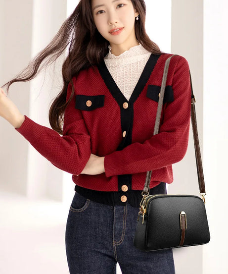 Sac Bandoulière Cuir Véritable Rabat Coque – Compact & Chic