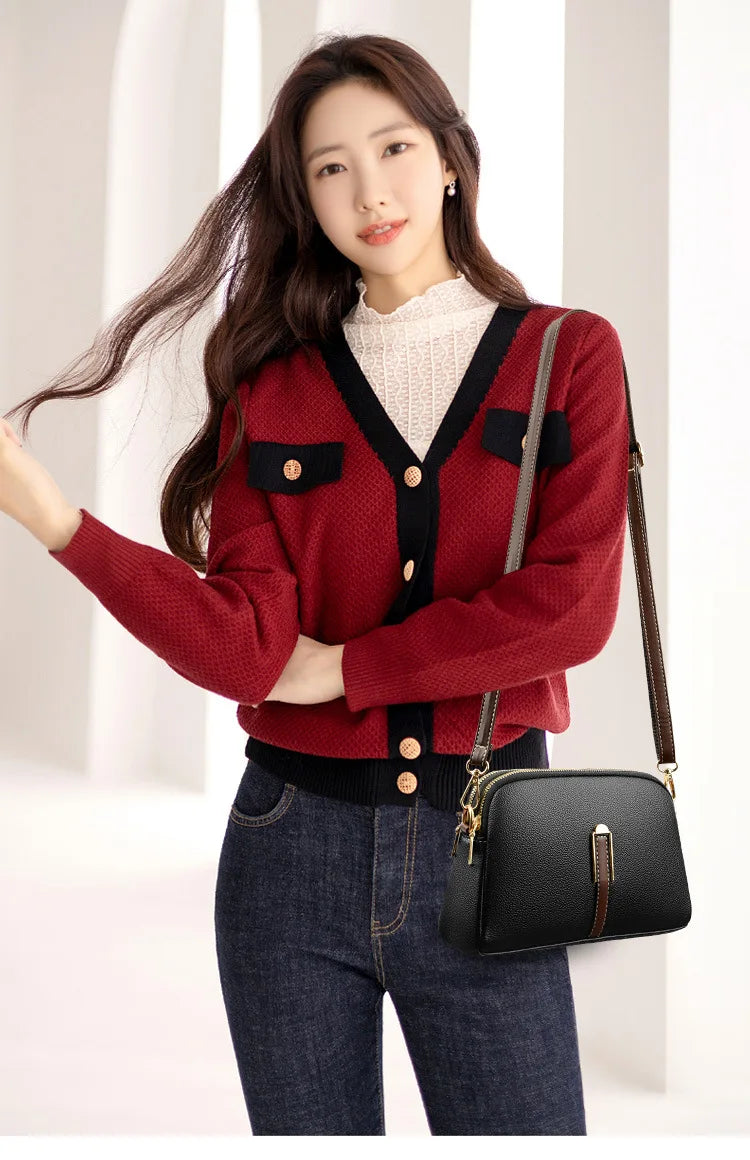 Sac Bandoulière Cuir Véritable Rabat Coque – Compact & Chic