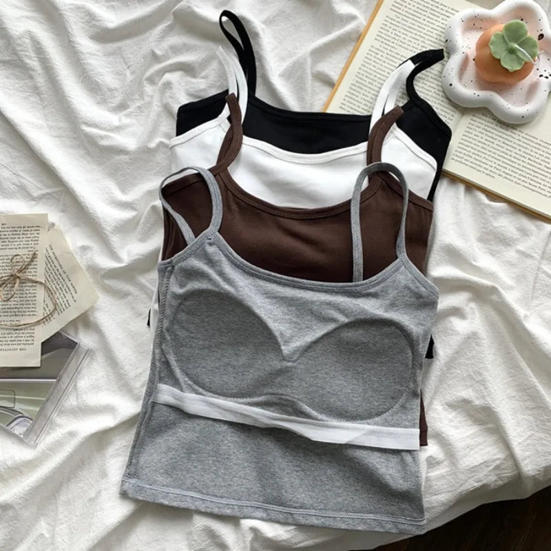 Camisole Bretelles Fines avec Coussinets Intégrés