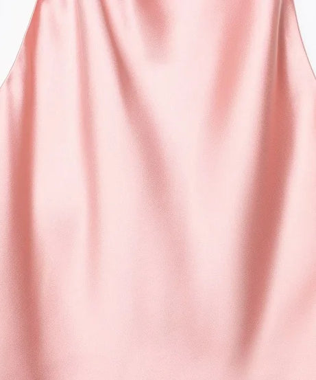 Top Halter Satin Dos Nu – Camisole Élégante Été Femme