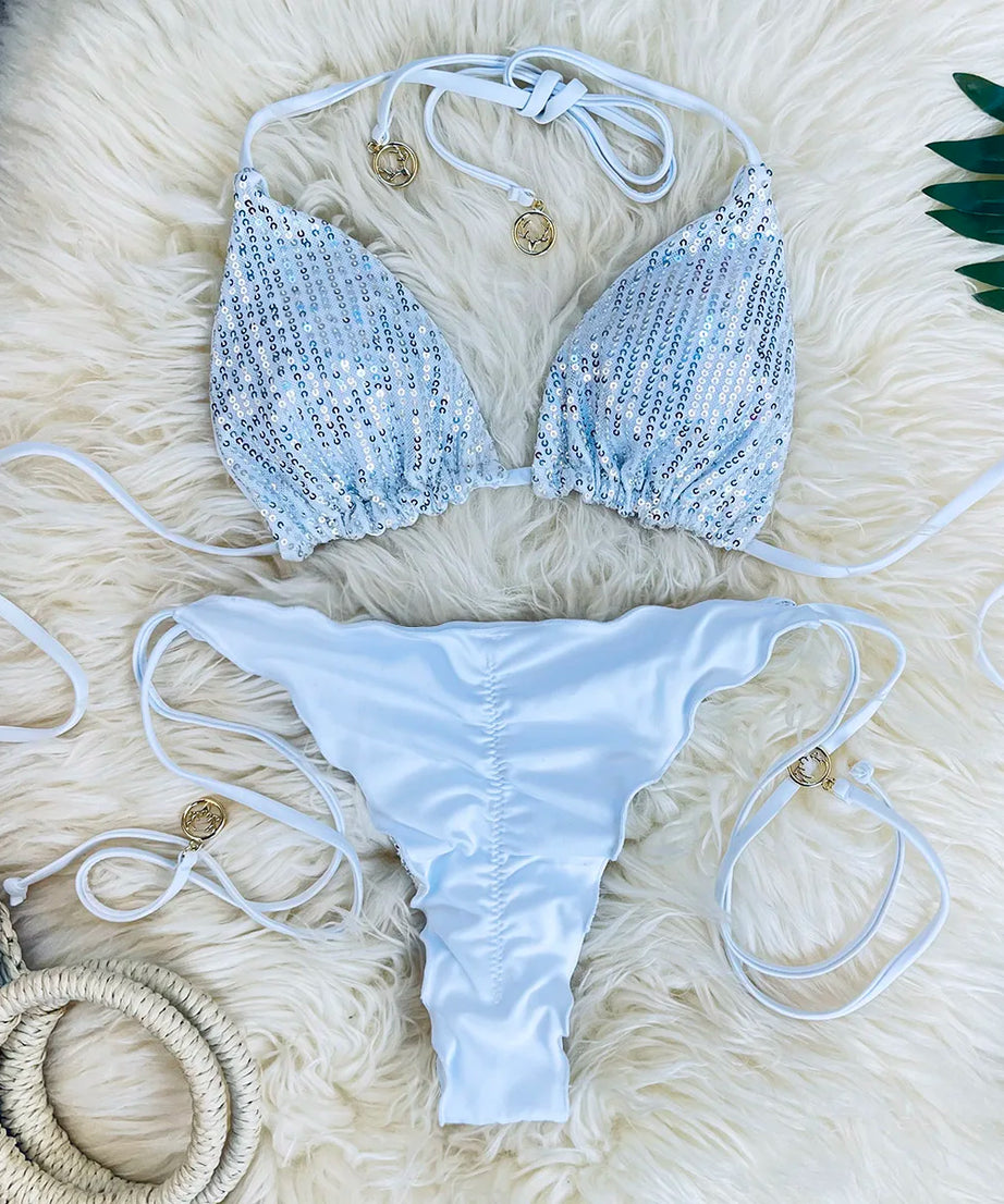 Bikini Pailleté 2 Pièces Étincelant – Maillot de Bain Festif