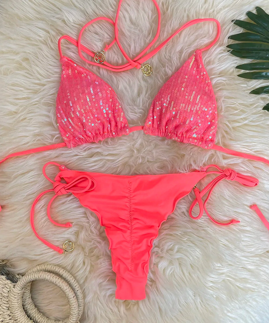 Bikini Pailleté 2 Pièces Étincelant – Maillot de Bain Festif