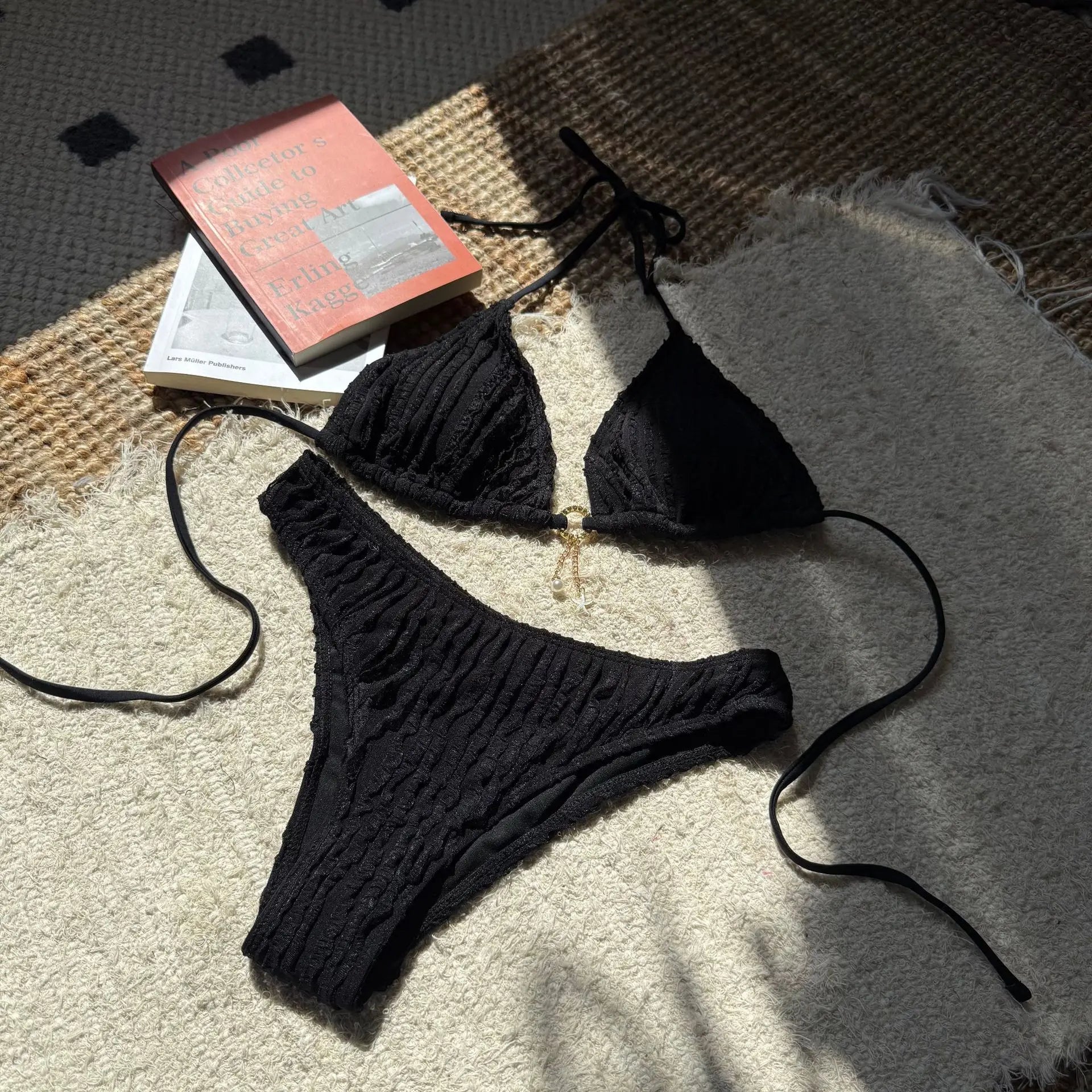 Bikini Halter Froncé Volants 2 Pièces – Coupe Haute Brésilienne
