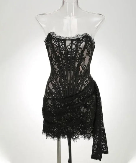 Robe de Soirée Dentelle Bustier Slim – Élégance & Sophistication