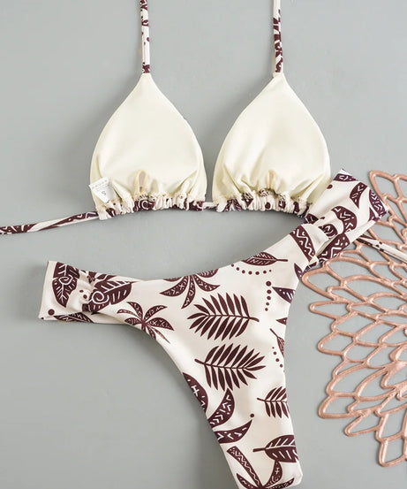Micro Bikini Brésilien Imprimé 2 Pièces – Col Triangle