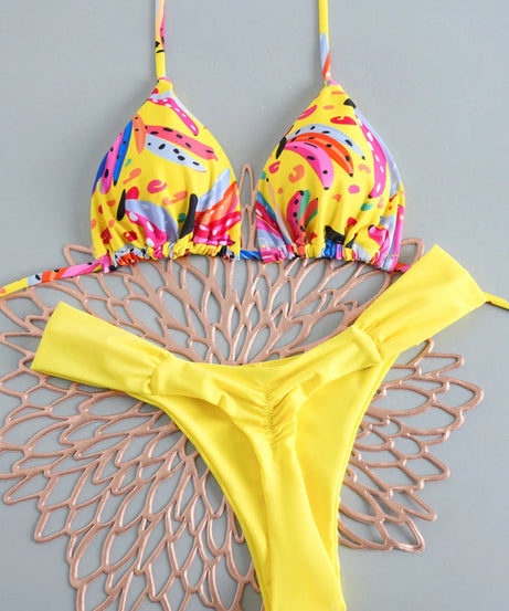Micro Bikini Brésilien Imprimé 2 Pièces – Col Triangle