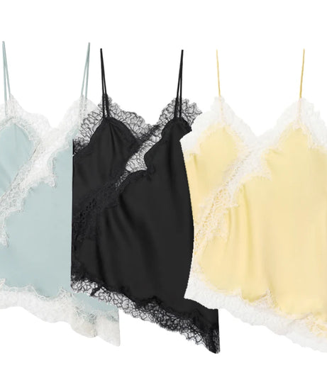 Top Slip Asymétrique Satin Dentelle Dos Nu – Y2K Chic Femme