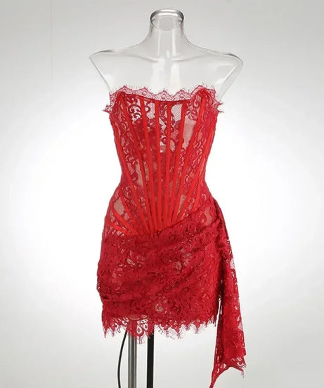 Robe de Soirée Dentelle Bustier Slim – Élégance & Sophistication