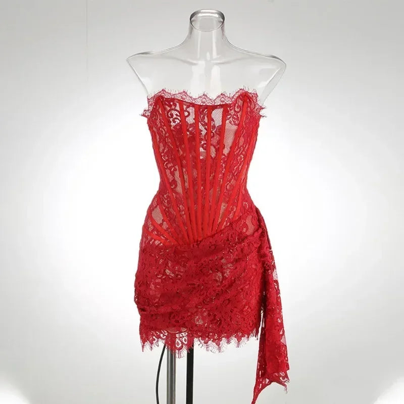 Robe de Soirée Dentelle Bustier Slim – Élégance & Sophistication