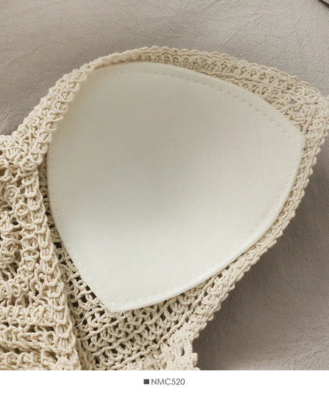 Crop Top Halter Ajouré Bretelles Dentelle dos – Soutien Intégré