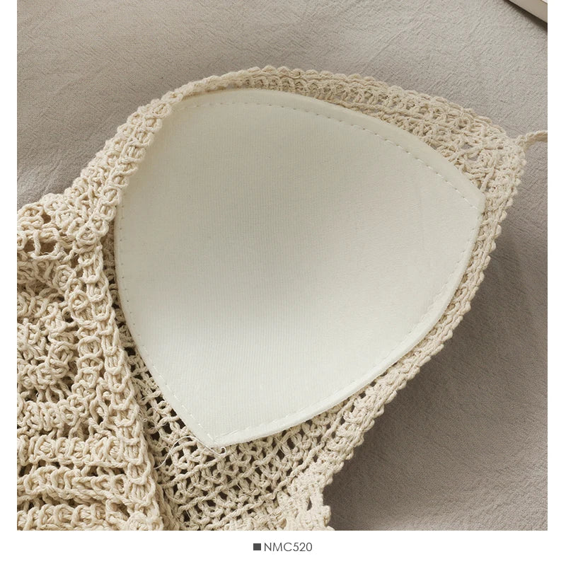 Crop Top Halter Ajouré Bretelles Dentelle dos – Soutien Intégré