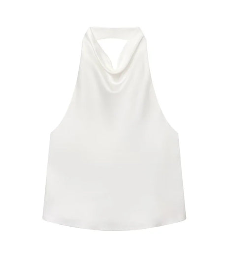 Top Halter Satin Dos Nu – Camisole Élégante Été Femme