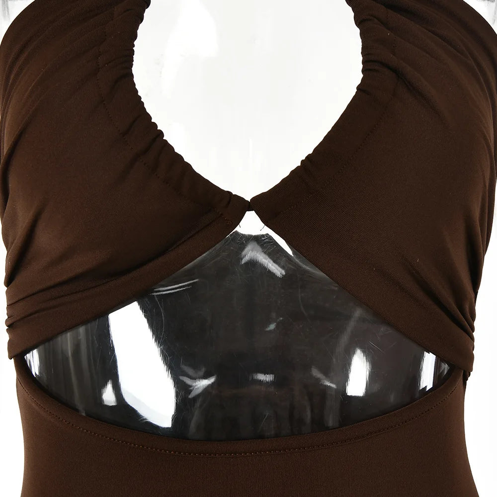 Robe Midi Bodycon Dos Nu Sans Manches Col V – Slim Night Club