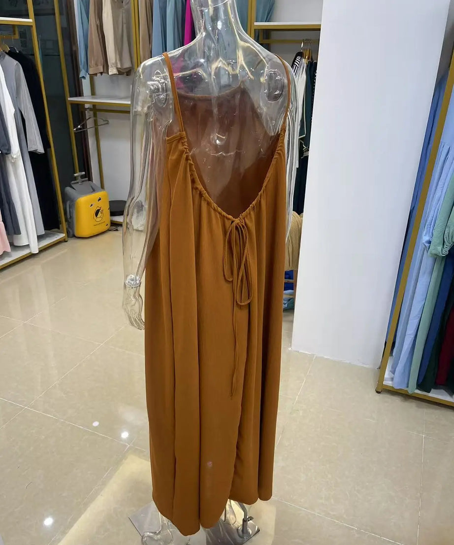 Robe Maxi Ample Sans Bretelles Dos Nu – Confort & Style