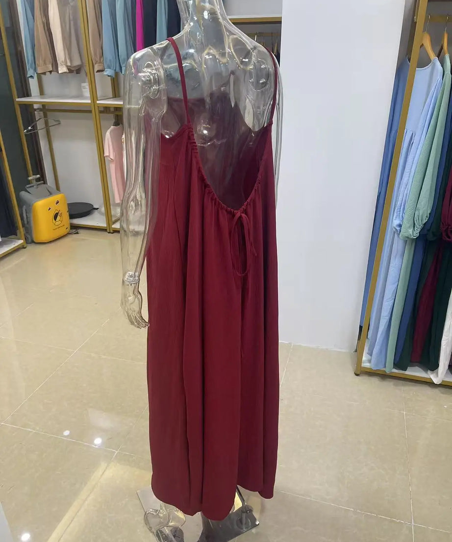 Robe Maxi Ample Sans Bretelles Dos Nu – Confort & Style