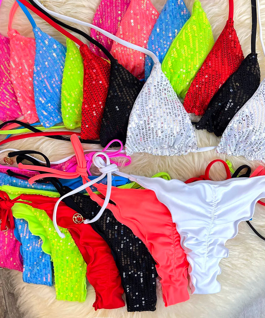 Bikini Pailleté 2 Pièces Étincelant – Maillot de Bain Festif