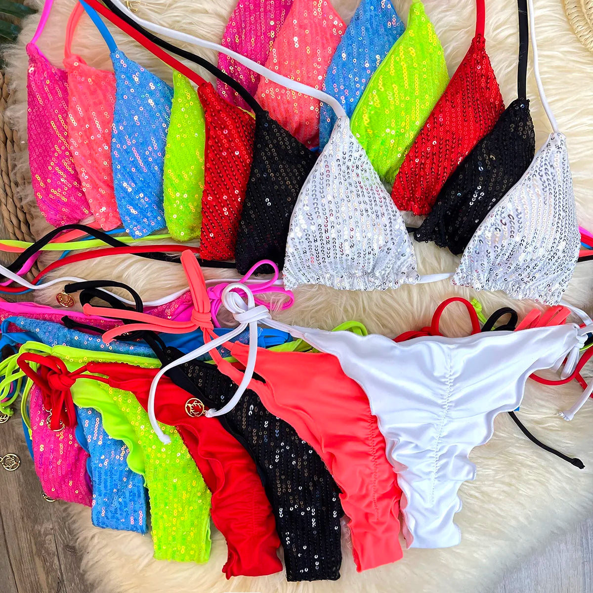 Bikini Pailleté 2 Pièces Étincelant – Maillot de Bain Festif