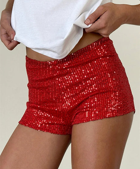 Short Pailleté Taille Basse Élastique – Streetwear & Soirée