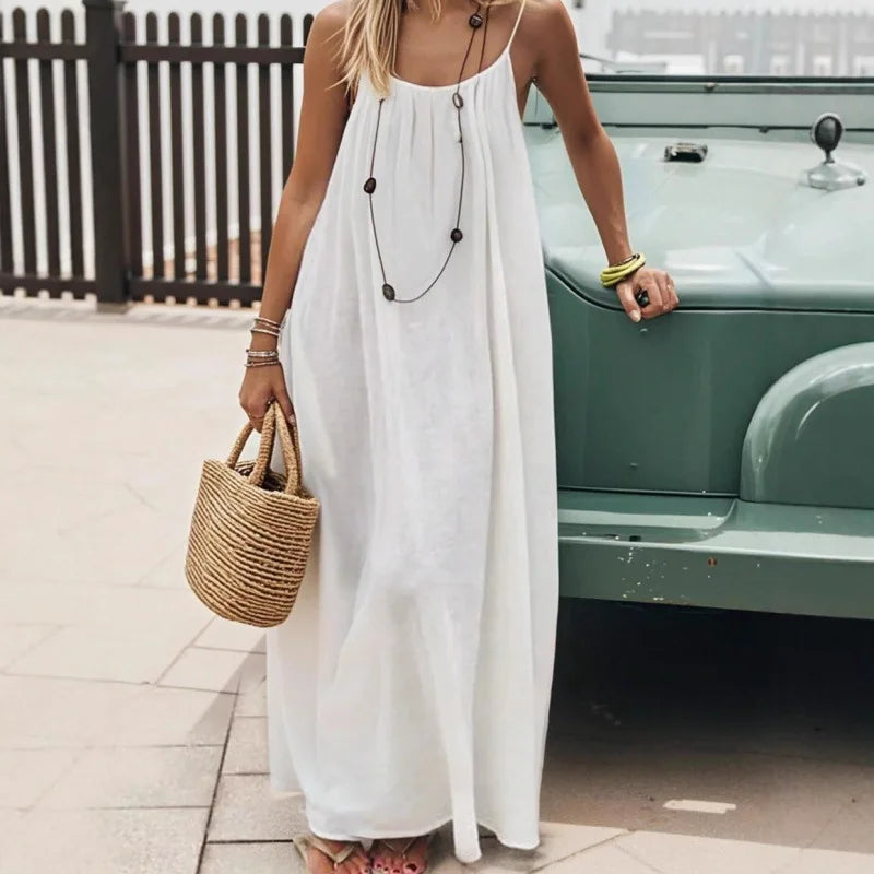 Robe Maxi Ample Sans Bretelles Dos Nu – Confort & Style