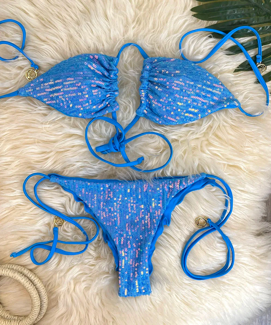 Bikini Pailleté 2 Pièces Étincelant – Maillot de Bain Festif