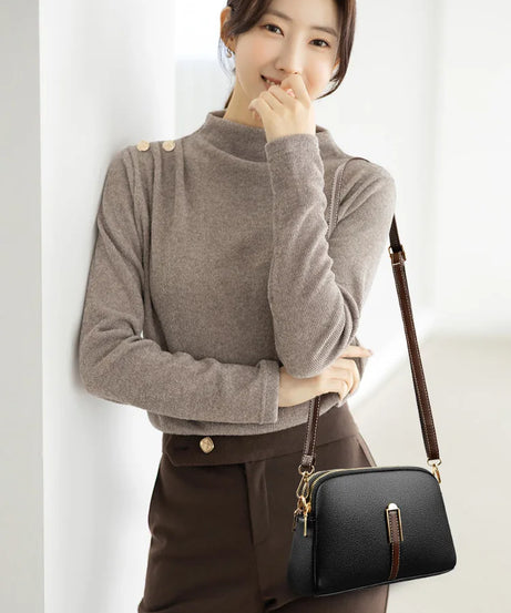 Sac Bandoulière Cuir Véritable Rabat Coque – Compact & Chic