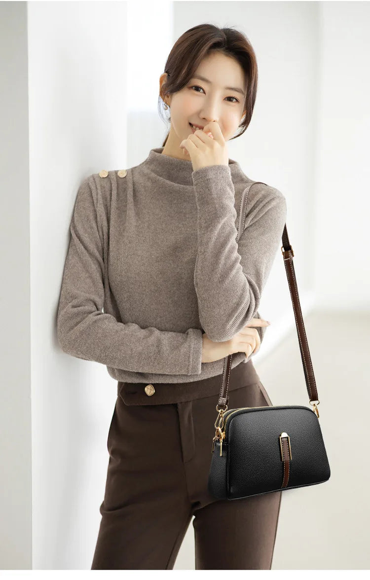 Sac Bandoulière Cuir Véritable Rabat Coque – Compact & Chic