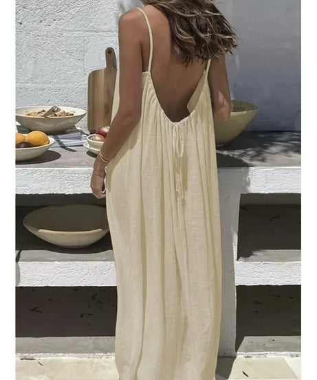 Robe Maxi Ample Sans Bretelles Dos Nu – Confort & Style
