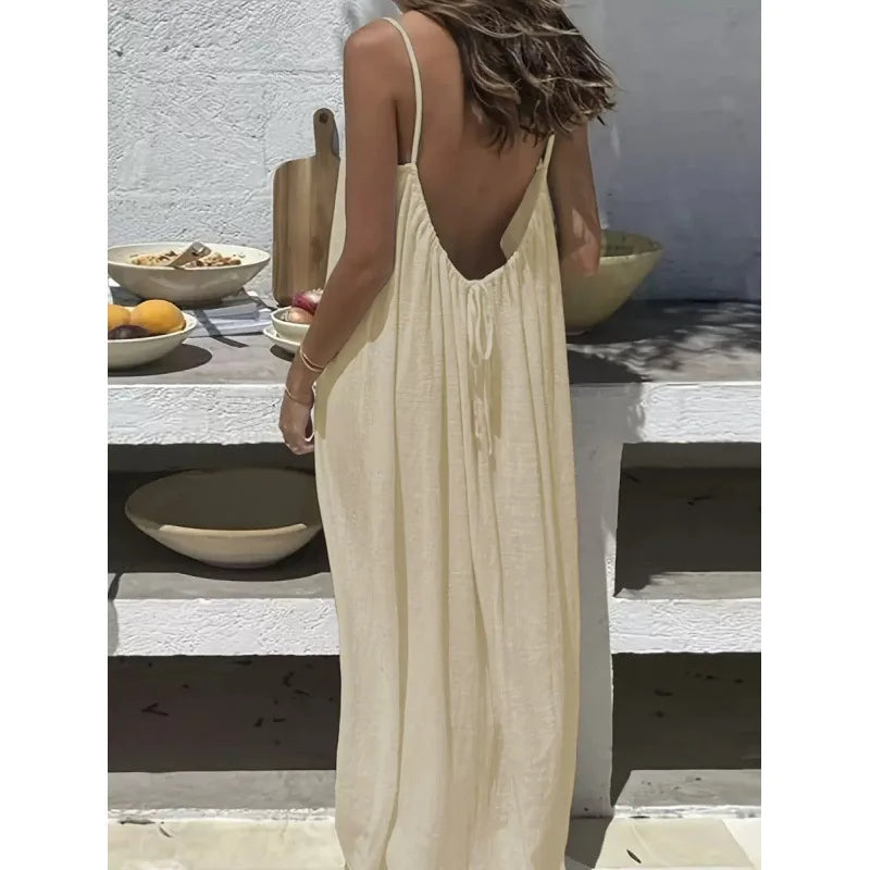 Robe Maxi Ample Sans Bretelles Dos Nu – Confort & Style