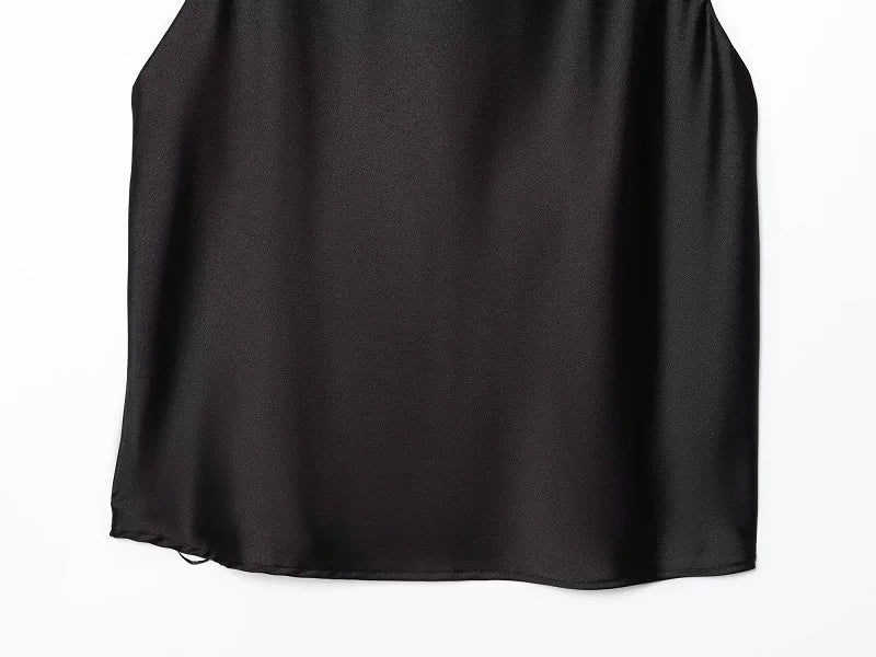 Top Halter Satin Dos Nu – Camisole Élégante Été Femme