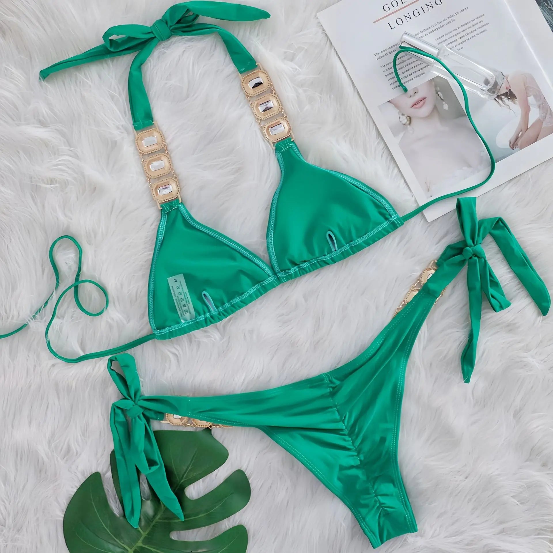 Bikini 2 Pieces Push Up avec Strass - Maillot de Bain Femme